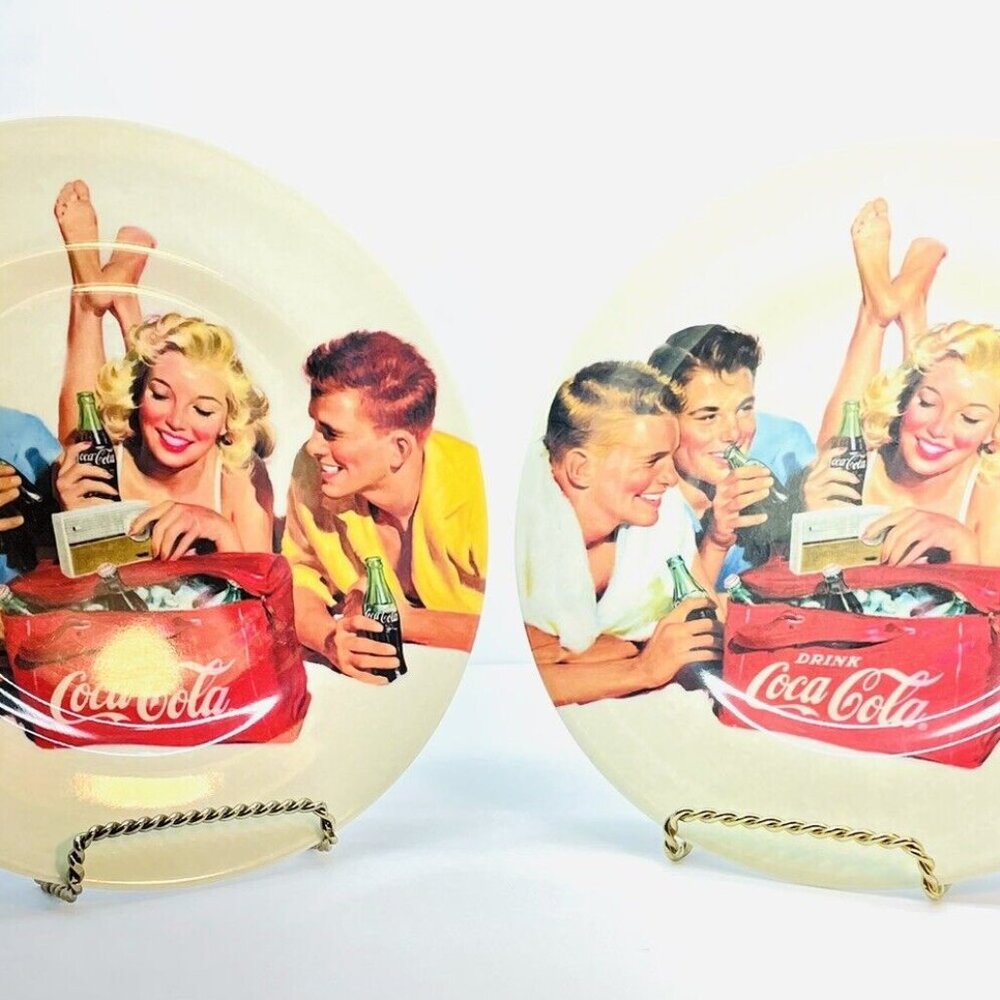 2 Coca Cola Vintage Salad Plates Advertising Retro Glamour Chic Style 1920's